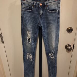 Blank NYC Distressed Blue Skinny Jeans